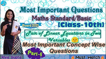 Pair of Linear Equations in Two Variables Class 10 | New Pattern MCQs Ques [Part-4] Board Exam 2021✌