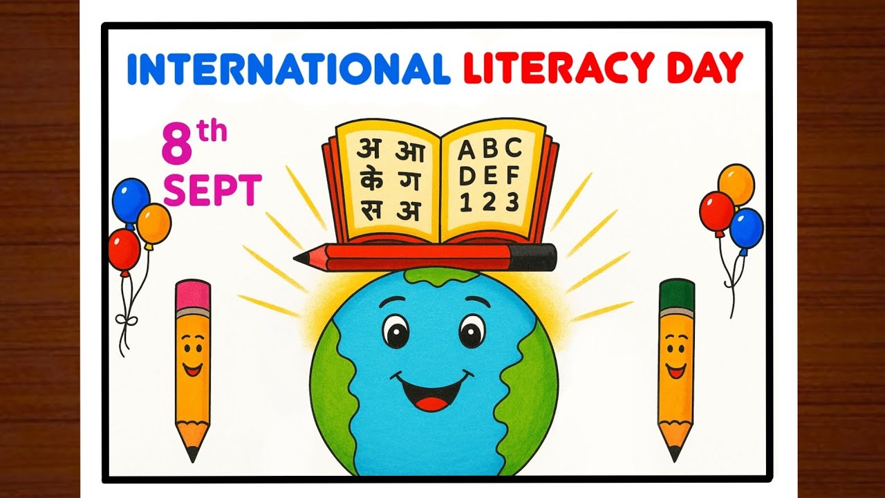 World Literacy Day Drawing Easy | How To Draw International Literacy Day Poster Step by Step 