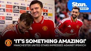 BEST FEELING in football ✨Hat-trick hero Bruno Fernandes and Harry Maguire on THAT handball decision
