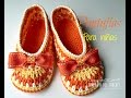 Como hacer pantuflas a crochet para niñas de 3 a 4 años