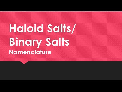Naming HALOID SALTS / BINARY SALTS