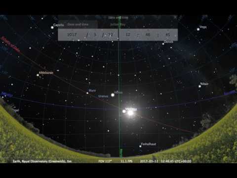 Stellarium: The sun arriving at the vernal point, spring equinox, March 2017