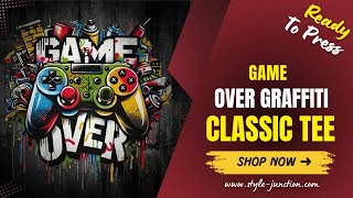 Game Over Graffiti Art Gaming Controller PNG | Vibrant Street Art Ready-to-Press Design for T-Shirts