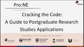 Pro:NE Cracking the code- A Guide to Postgraduate Research Studies Applications- Dr Benjiman Ajibade