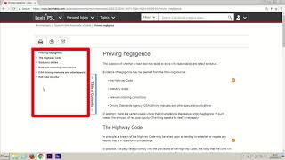 Lexis®PSL Personal Injury: Road Traffic claims content