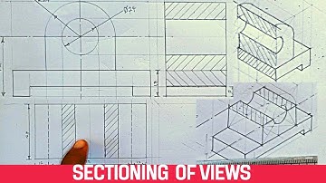 SECTIONING, SECTIONING OF VIEWS ( plan elevation and end views) in technical engineering drawing.