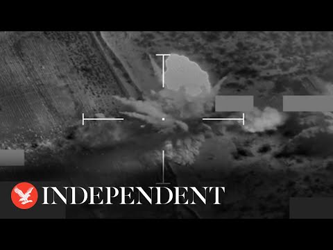 Aerial footage shows moment RAF Typhoon strikes Yemen military targets