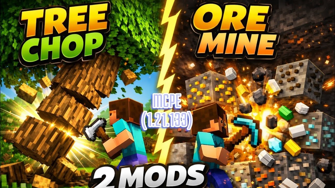 Minecraft Survival OP 😍 | TreeCapitator + Vein Mining Mod | minecraft pocket edition 1.21.133