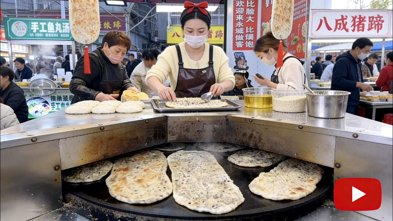 Ancient Flavors! 🔥 Traditional Fire-Baked 【Crispy Flatbread】 You Must Try 🤤 #food #baking#streetfood