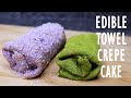 ASMR EDIBLE TOWEL CREPE CAKE RECIPE | How to make crepe roll cake