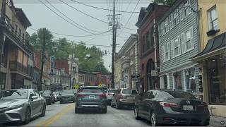 Driving: Main Street in Downtown Ellicott City, MD - Westbound - 4K