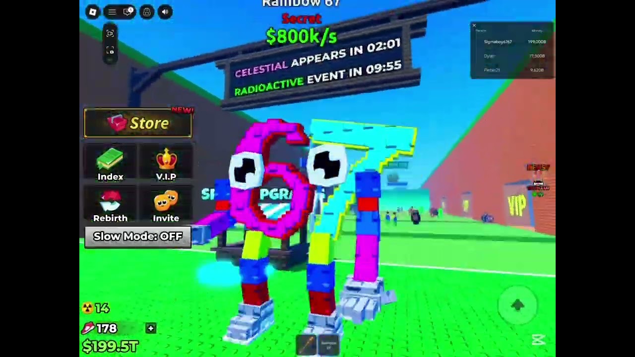 Playing a trending game on Roblox its som tsunami brainrot one (i grinded of camera)