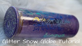 Glitter Snow Globe Tumbler with UV glitter and Rhinestone Lid.