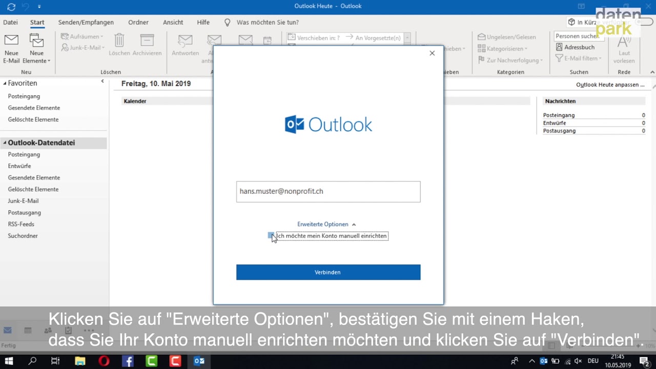 Account in Outlook 10 einrichten - YouTube Account in Outlook 10 einrichten - YouTube