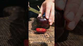 Cherry fruit smoothly sliced #asmr