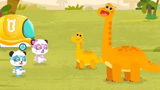 babybus little panda rescue team | learn about dinos games for kids | help save brachiosaurus screenshot 2