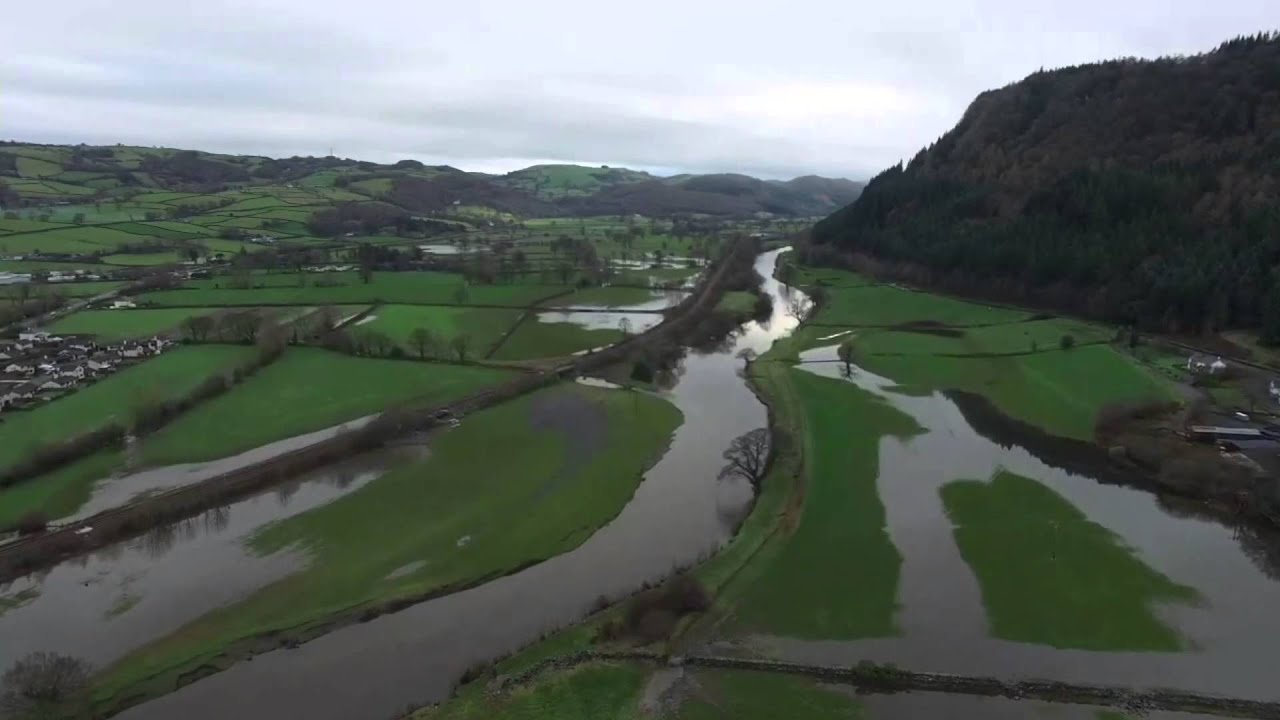 Aerial View Of Flood Plane Llanrwst Conwy North Wales