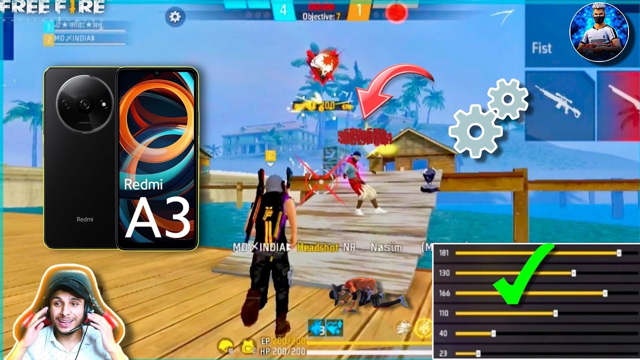 Redmi A3 5g Free Fire Sensitivity + Hud + Dpi Setting ⚙️// 