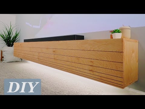 How To Build a Floating Media Console w/ Undermount LED's | DIY Woodworking