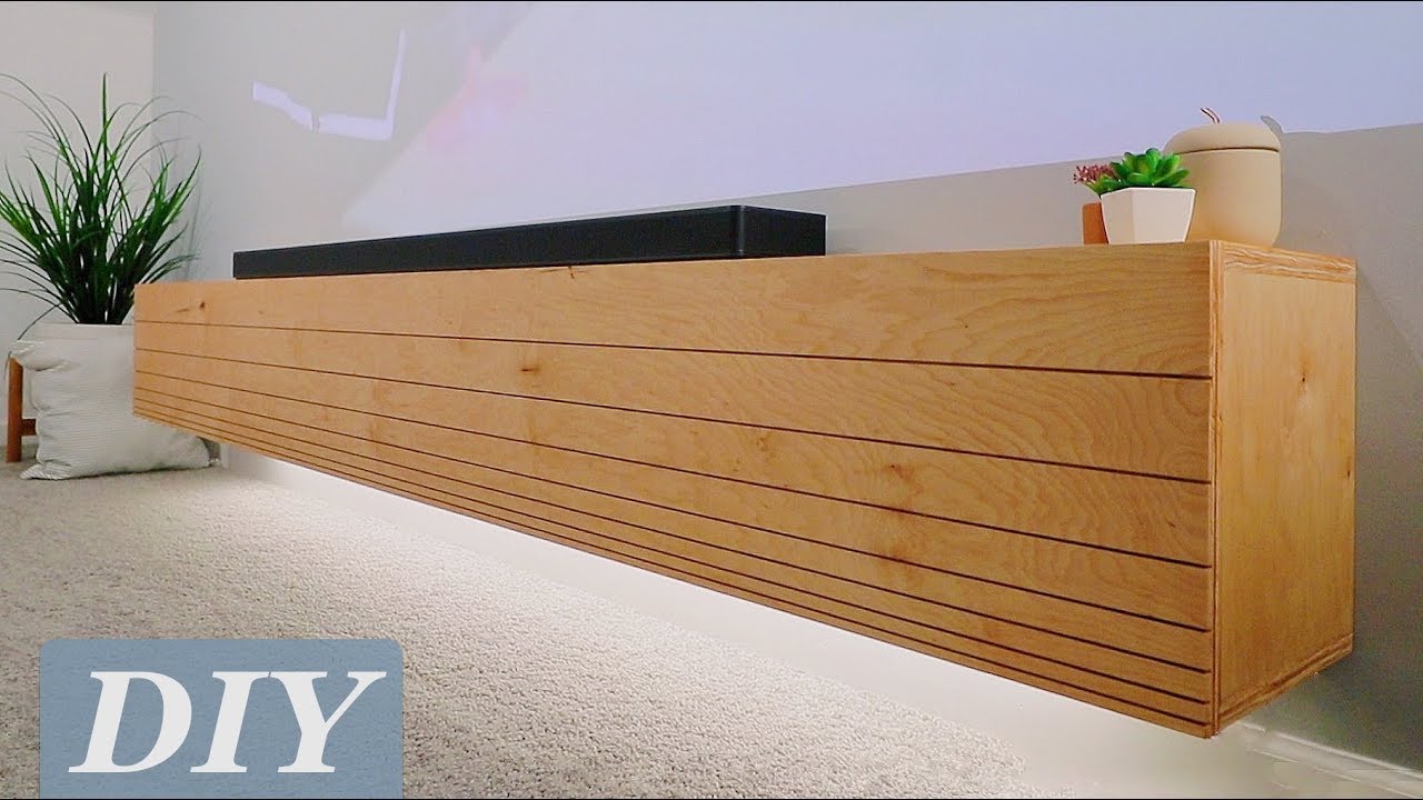 How To Build A Floating Media Console W Undermount Leds Diy Woodworking Youtube