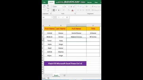 #shorts Flash Fill Microsoft Excel help shortcut key || Flash Fill ms excel || #msexcel