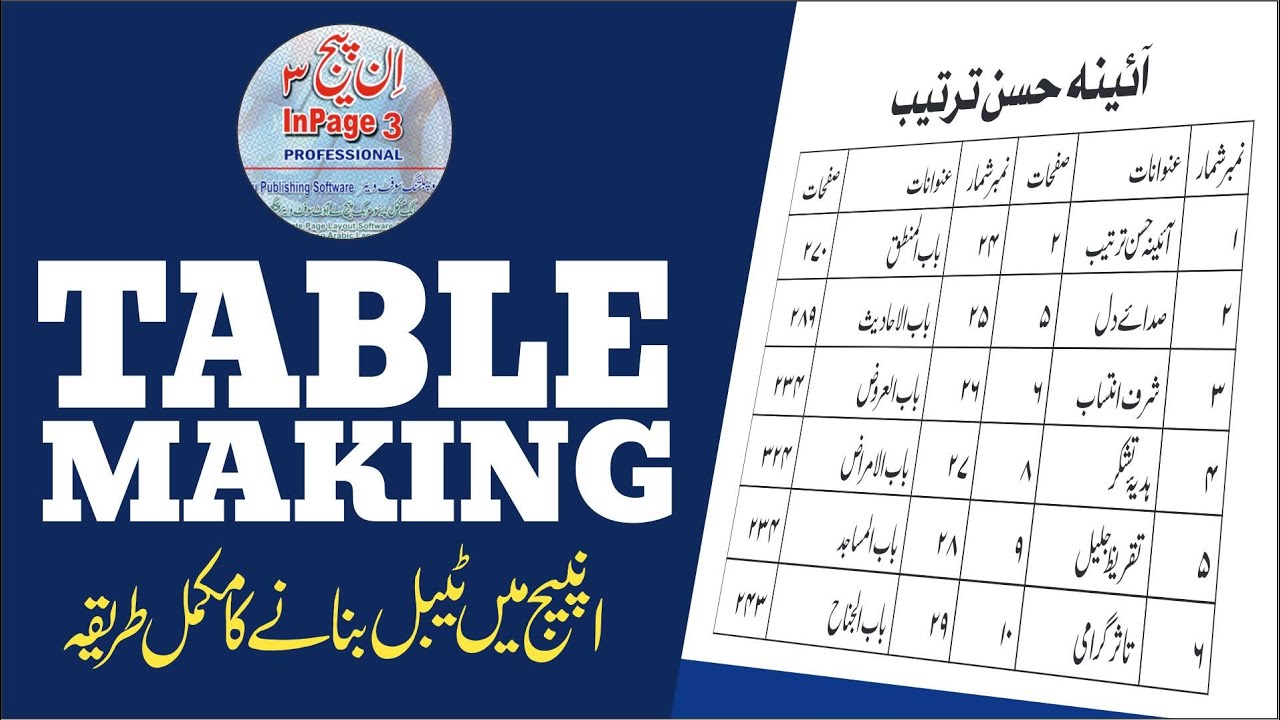 How to make Table in Inpage | Table Making in Inpage - YouTube