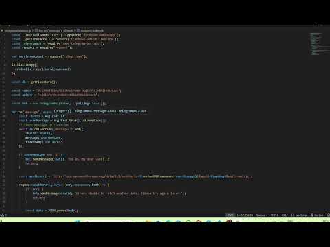 "Build a Telegram Bot with Node.js, Firebase & OpenWeather API | Step-by-Step Tutorial"