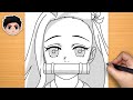 Easy anime drawing  how to draw nezuko kamado from demon slayer stepbystep