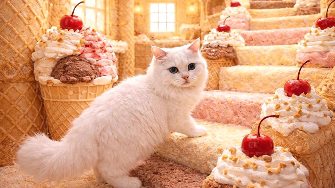 Peaceful Cat ASMR 🐱 ✨Exploring Worlds Made of Ice Cream, Chocolate Flowers & etc. Relax.Sleep.Study