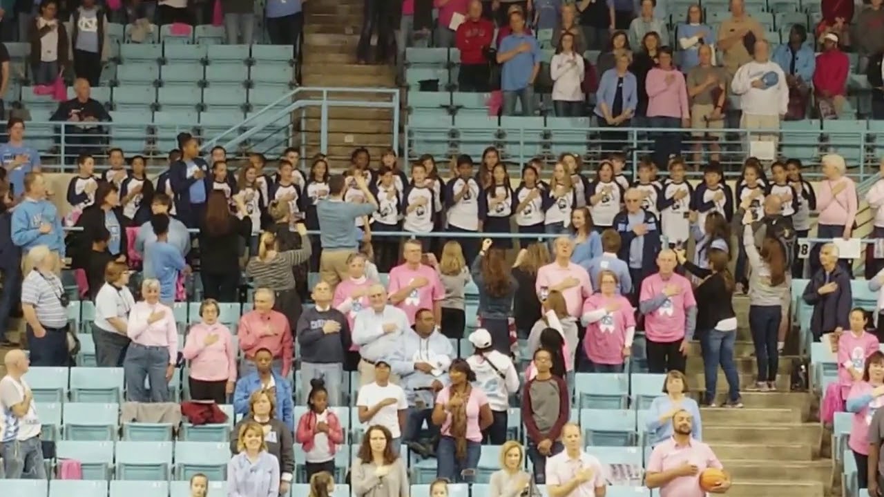 Peak Charter Academy Fifth Grade sings National Anthem at UNC - YouTube