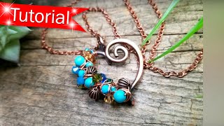 TUTORIAL - MAKE THIS Heart Swirl Gemstone and Crystal Wrapped Pendant