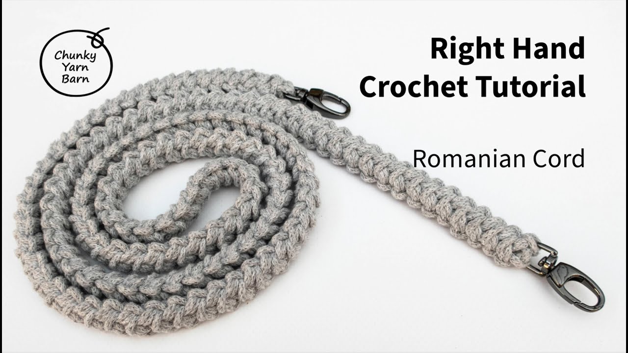 Easy Crochet Tutorial, Romanian Cord Strap, 3mm Braided Cotton Cord, Right Hand