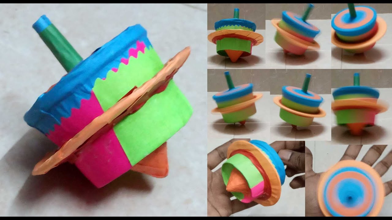 How to make a Spinning Top using Disposable Paper Cups - YouTube
