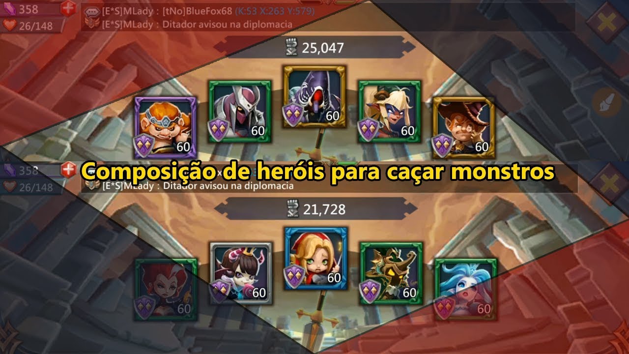 HERÓIS X MONSTROS E QUAL HERÓI USO DE PERFIL?? - LORDS MOBILE 