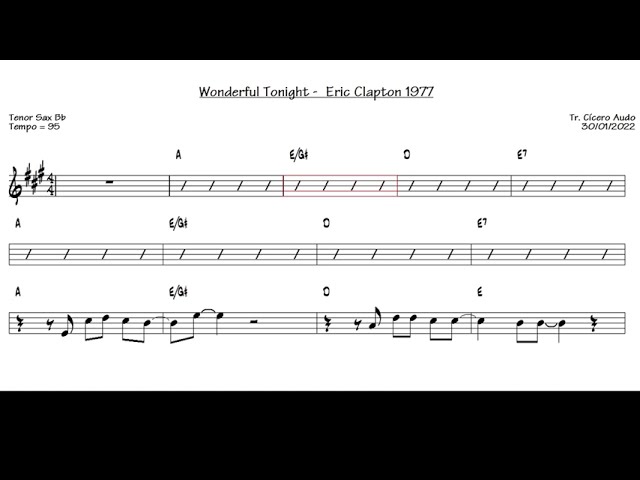 Wonderful Tonight - Eric Clapton 1977 (Tenor Sax Bb) [Sheet music] class=