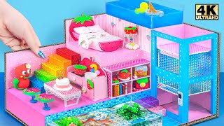 Build Three Floor Mini Mansion Have Aquarium, Two Room For Two ️ DIY Miniature Cardboard House #359