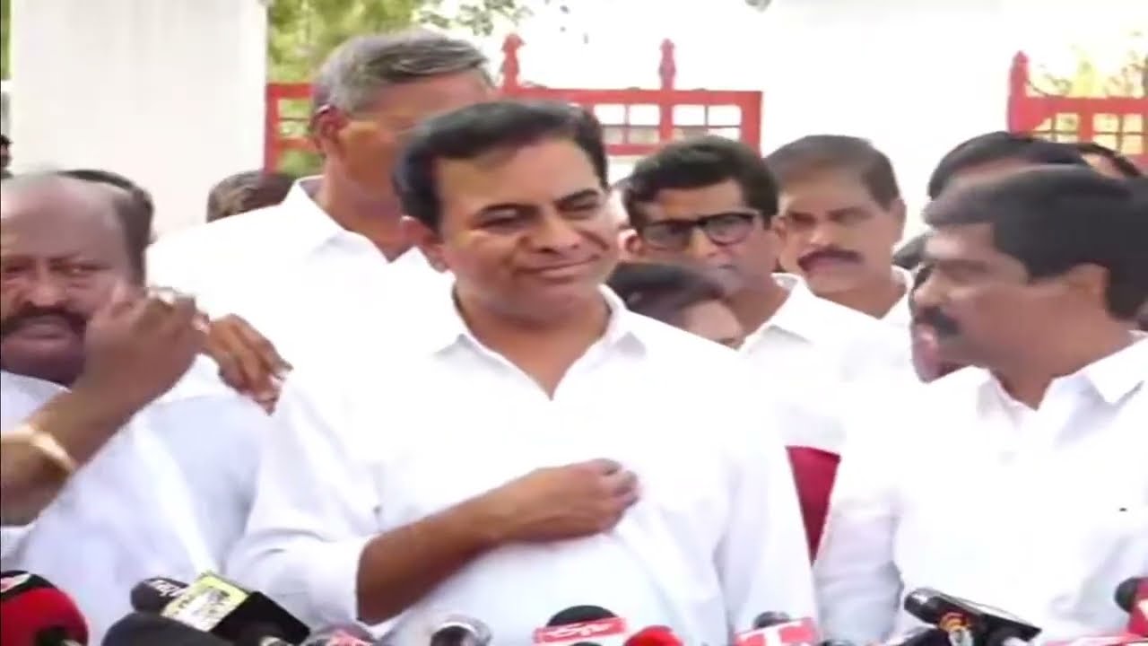 LIVE: BRS Working President KTR addresses media after meeting Ex MLA Balka Suman at Adilabad Jail