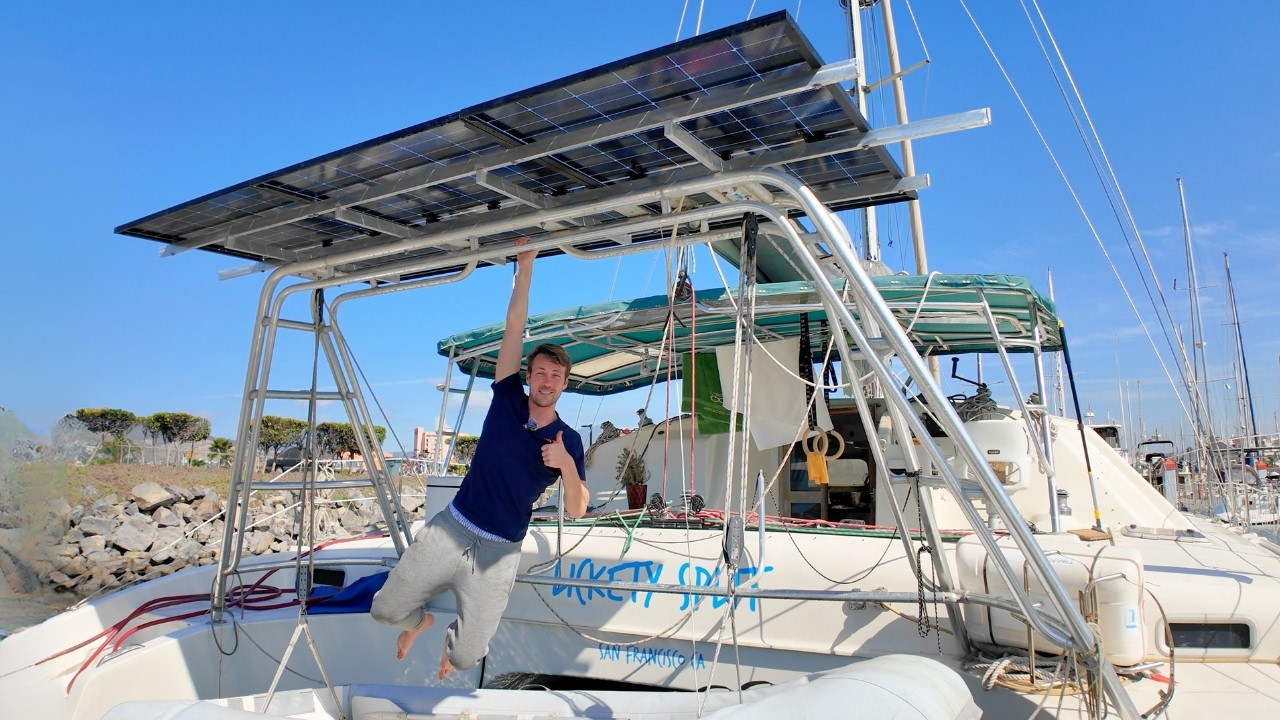 ⁣Quadrupling our solar power to 1290 Watts on our 49ft Catamaran | Ep. 11