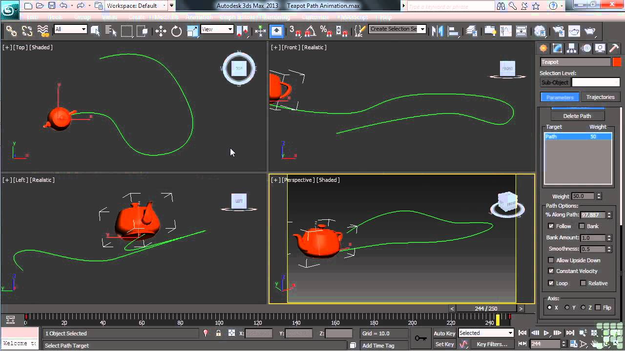 3DS Max 2013 Tutorial Animation On A Path InfiniteSkills YouTube