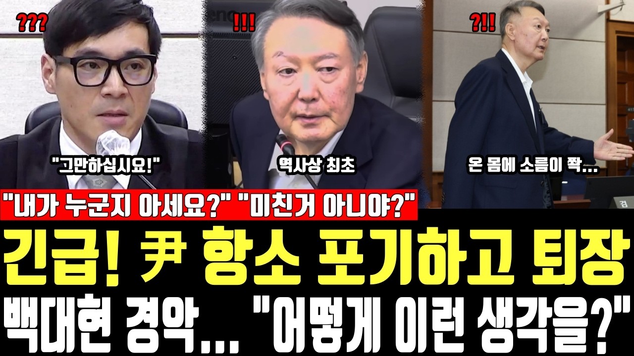 긴급! 尹 항소 포기하고 퇴장, 백대현 경악... 