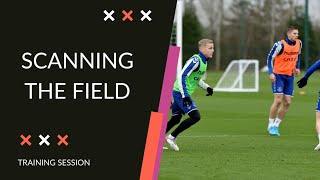 Soccer TACTICS - How to Coach Scanning the Field on the Half Turn