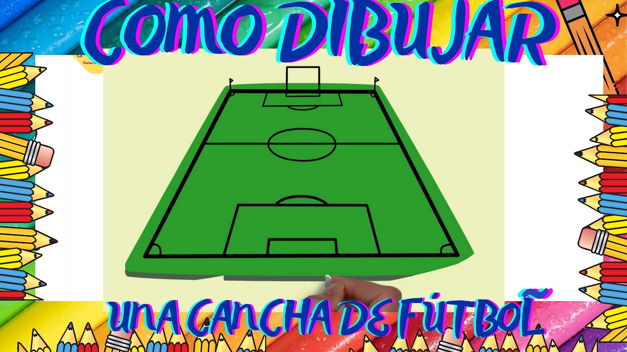 CÓMO DIBUJAR UNA CANCHA DE FÚTBOL paso a paso, fácil y rápido #072