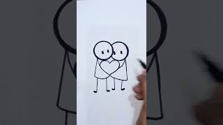 Cute love couple drawing with coin#short#art