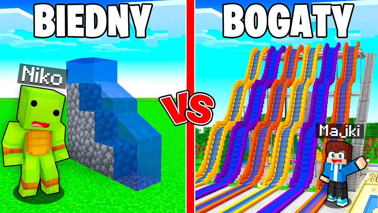 Zjeżdżalnia BIEDNA vs Zjeżdżalnia BOGATA w Minecraft!