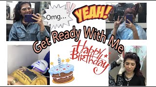 تجهيزات عيد ميلادي صبغت شعري احمر استعدوا معايا لوك جديد - get ready with me for my birthday