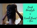 Chunky French Braid &amp; Bun | Quick Natural Hairstyle #8 || Nakawunde