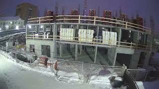 Hour time lapse of the construction of an apartment building