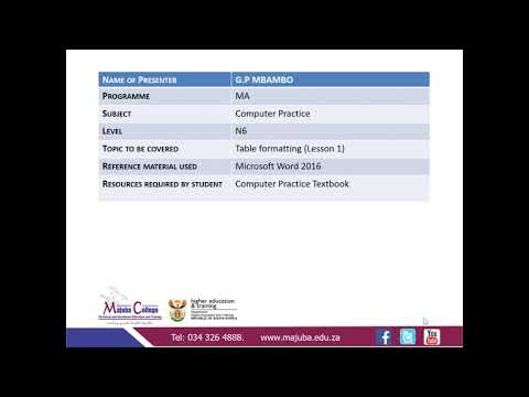 COMPUTER PRACTICE N6- Table formatting and calculations: By Dr. G.P ...