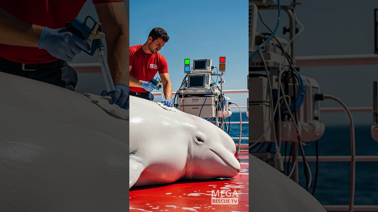 Beluga Whale Saved from Ocean Plastic Trash