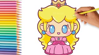 CÓMO DIBUJAR A LA PRINCESA PEACH DE SUPER MARIO FÁCIL | Dibujos Kawaii screenshot 4